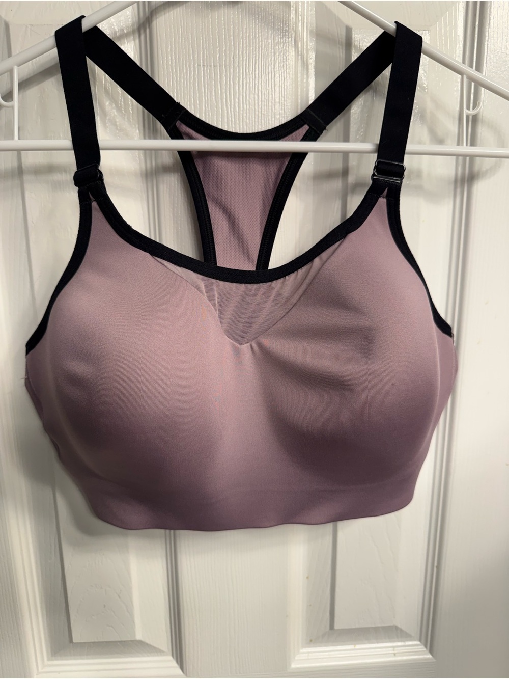 all in motion Mauve Pink Racerback Sports Bra with Black Trim